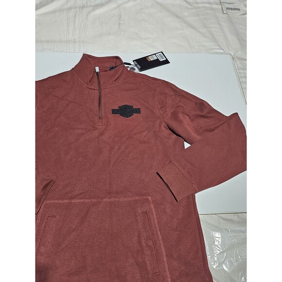 Men’s Harley Davidson 1/4-Zip Logo Red Knit Pullover Sweatshirt Size LARGE - Picture 4 of 10